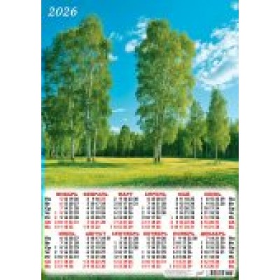 Календарь Листовой Природа. Стройные берёзки 2026 г 420х594 мм