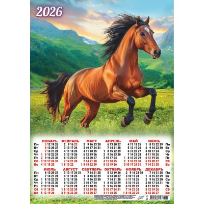 Календарь Листовой Символ года. Грациозный скакун (фото) 2026 г 297х420 мм