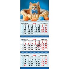Календарь Квартальный Кошки. Солнечный джентльмен 2026 г 297х730 мм