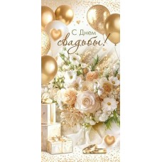 Конверт для денег  С днем свадьбы! 84х168 мм