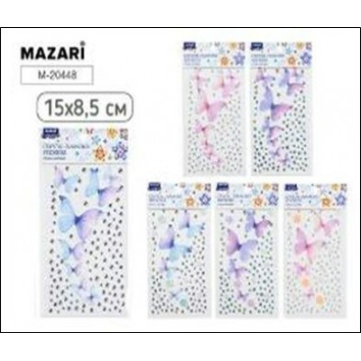 Для творчества Стразы-наклейки  пластиковые,  15*8.5 см. 6 дизайнов Mazari