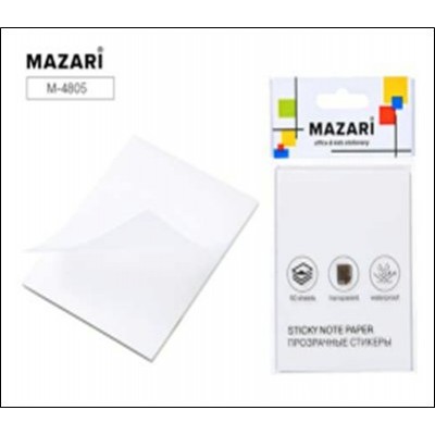 Блок для записей с клеевым краем ,7.6x10.1см, 50 л., прозрачный Mazari