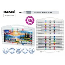 Маркер акриловый набор 36 цветов LORENZO,2мм,пулевидные Mazari