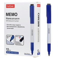 Маркер для белой доски синий Memo, 2мм пулевидный, со стирателем,на магните Hatber