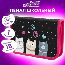 Пенал 1 отдел  картонс эффектом soft-touch, 19х11 см, 