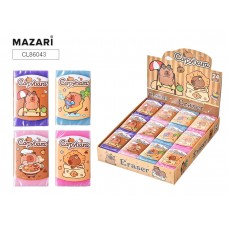 Ластик прямоугольный  КАПИБАРА, ПВХ, 4.4*2.8*1см, Mazari