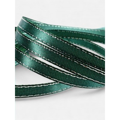 Для творчества Лента атласная 6мм*25±1ярд(23м±1м) серебяные нити №70 изумрудный Арт Узор