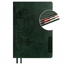 Ежедневник датированный А5 2026 ,НАППА ЗЕЛЁНЫЙ,176 л., тв. переплёт, запаянный край, иск. кожа 