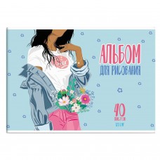 Альбом для рисования 40л на склейке МОДНИЦА,100 г/м2 Феникс