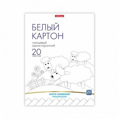Картон белый 20л. А4, склейка, мелованный, глянцевый, Erich Krause