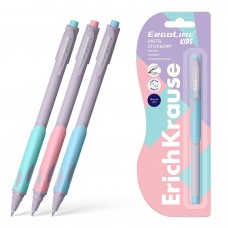 Ручка шариковая синяя ErgoLine Kids Stick&Grip Pastel Super Glide Technology, 0.5мм.блистер Erich Krause