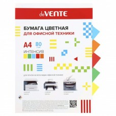 Бумага офисная для принтера цветная А4, 80 г/кв.м, 100 листов, 5 цветов, интенсив deVente