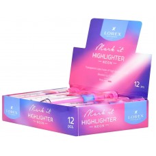 Маркер текстовыделитель розовый Mark it NEON, 1-5 мм.  неон, скошенный ,прозрачный корпус Lorex