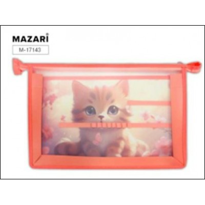 Папка для труда А4 КОТЁНОК , 325*230*100 мм, пластиковая, молния сверху Mazari