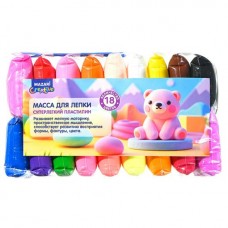 Пластилин легкий ВОЗДУШНЫЙ (масса д/лепки), 18 цветов,по 13 г, пластиковые стеки 3 шт. Mazari