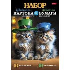 Бумага цветная 20л. 10 цв. +цветной картон 