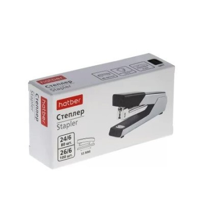 Степлер №24/6+26/6  Technic 25л, хром,металлический, 25 л. Hatber