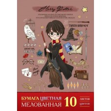 Бумага цветная 10л. 10 цв. А4, в папке, мелованная 