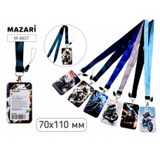 Бейдж вертикальный   MOTORBIKE, 70х110мм, на шнурке, микс 6 дизайнов, ОПП- упаковка Mazari