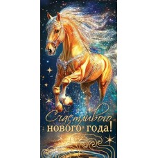 Конверт для денег  Счастливого нового года! (год Лошади) 85х165 мм