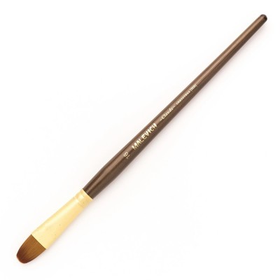 Кисть синтетика №6 для масла и акрила, плоскоовальная, CLAUDE , ручка средняя Малевич