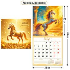 Календарь  На скрепке символ года 2026 г 230х230 мм