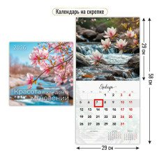 Календарь  На скрепке с курсором  цветы 2026 г 290х290 мм