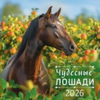Календарь  На скрепке перекидной настенный Символ года. Чудесные лошади 2026 г 290х290 мм