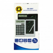 Калькулятор 12-разряд  с графическим планшетом , 162*80*14 мм, двойное питание, белый, раскладной, стилус, батарея в комплекте ALINGAR