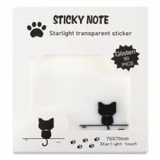 Блок для записей с клеевым краем (прозрачные стикеры для заметок ) 75 х 75 мм, 50 л., покрытие starlight touch, 