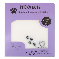 Блок для записей с клеевым краем (прозрачные стикеры для заметок), 75 х 75 мм, 50 л.покрытие starlight touch, 
