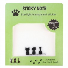 Блок для записей с клеевым краем (прозрачные стикеры для заметок) 75 х 75 мм, 50 л., покрытие starlight touch, 