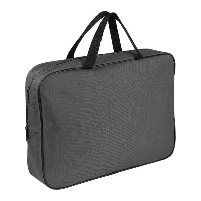 Папка с ручками А4 на молнии( папка менеджера) СЕРАЯ , внут.карман, 350х265x45мм. 