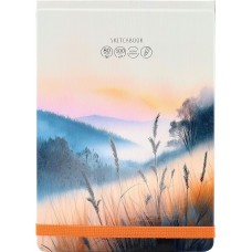 Скетчбук А5 сшивка 80л, ПЕЙЗАЖНАЯ ЖИВОПИСЬ, 7БЦ, переплет сверху, мат. ламин. лак, резинка Проф-Пресс