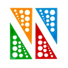 Линейка треугольник пластик с окружностями, ЦВЕТНОЕ ПРОЗРАЧНОЕ АССОРТИ , 19 см. 30гр. Проф-Пресс