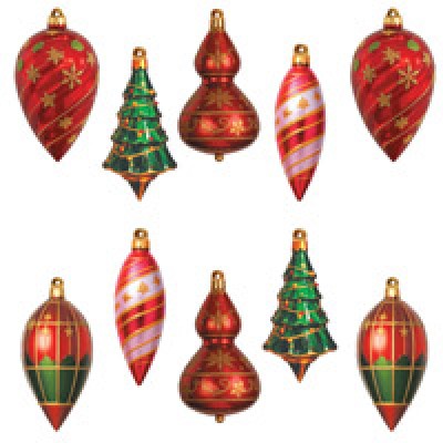 Украшение  Новогодние игрушки (набор 10 шт, 5 видов)150х123 мм