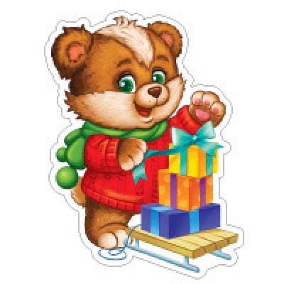 Украшение двухсторонняя Зимний мишка с подарками 90х135 мм