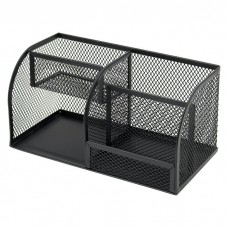 Подставка для канцелярских принадлежностей.  (органайзер настольный) металлический ,4 отделения ,черный,коробка картонная 20,7*10,5*10,5см Darvish