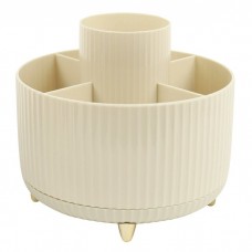 Подставка для канцелярских принадлежностей.  (органайзер настольный ) пластиковый ,5 отделений , вращающийся, бежевый,упаковка коробка.15*14*15,5см Darvish