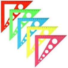 Линейка треугольник пластик 15см.с окружностями, 45°  ассорти Darvish