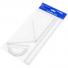 Линейка набор чертежный пластик 4 предмета (линейка 30 см+ транспортир+ 2 треугольника) Darvish
