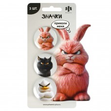 Значок   закатный , набор 3шт.СЕРДИТЫЕ ЗВЕРИ Феникс