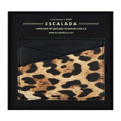 Картхолдер иск.кожа  для пластиковых карт, 105х70 мм,  ЛЕОПАРД ТЁМНЫЙ,запаянный край, Феникс