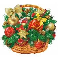 Плакат Корзинка с ёлочными игрушками 358х390мм
