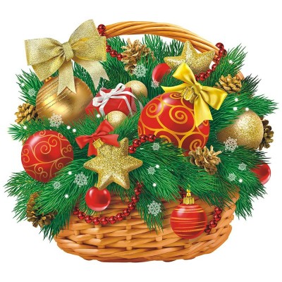 Плакат Корзинка с ёлочными игрушками 358х390мм