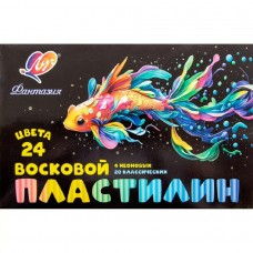 Пластилин 24цв.  (20 классических,4 неоновых) Фантазия мягкий (восковой), 360гр, со стеком Луч