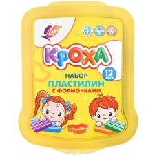 Пластилин 12цв.  Кроха .мягкий восковой, 180гр, в контейнере, формочки, стек Луч