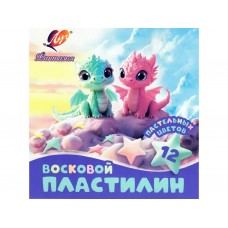 Пластилин 12цв.  Фантазия ,восковой ,180гр. пастельные цвета, со стеком Луч