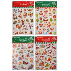 Новый год Наклейки  декоративные ,НОВОГОДНИЕ, 20.5*31 см, 8 дизайнов, ОПП-упаковка Mazari