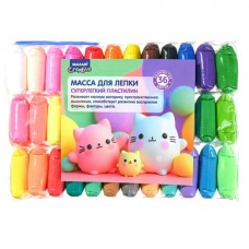 Пластилин легкий ВОЗДУШНЫЙ (масса д/лепки), 36 цветов по 12 г, пластиковые стеки 3 шт Mazari